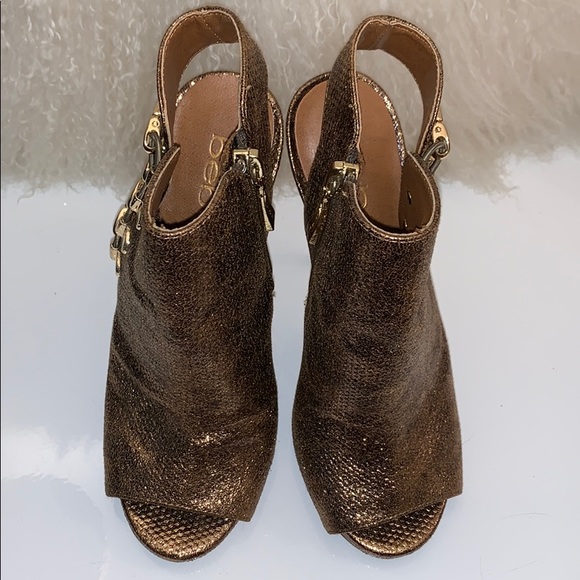 BEBE BRONZE OPEN TOE BOOTIES - SIZE 5 - Picture 6 of 7